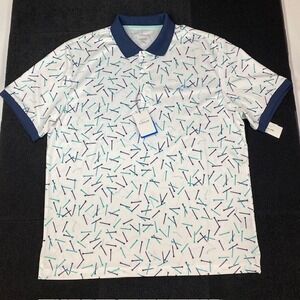 Greg Norman Attack Life Golf Polo Shirt XL White Blue Green Tees Print